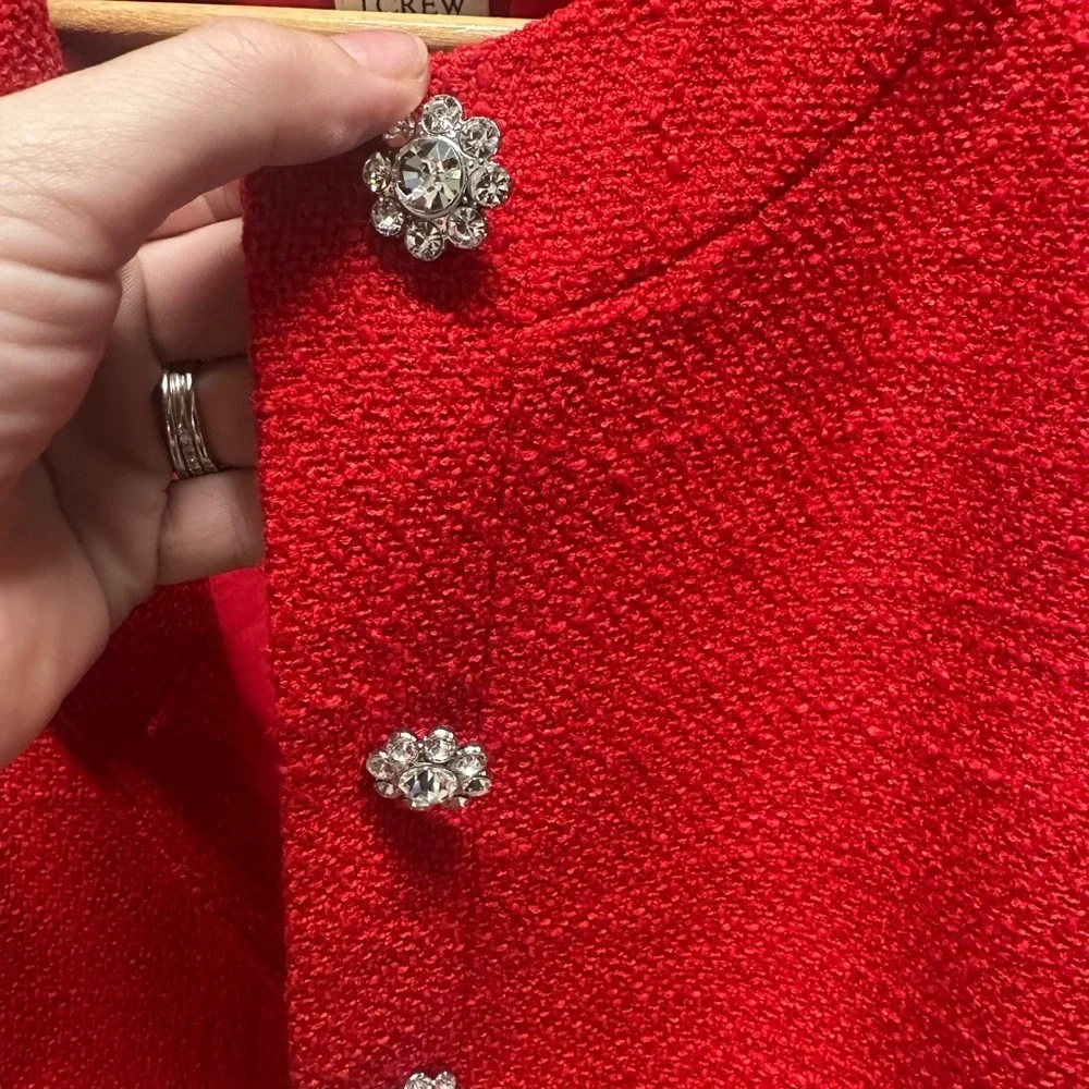J. Crew Tweed lady jacket with jeweled buttons
